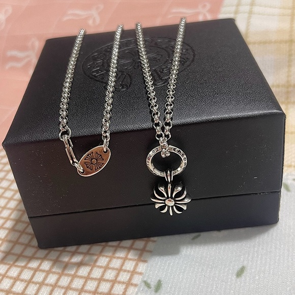 Chrome Hearts Other - Chrome Hearts Tiny Cross Charm Silver Necklace